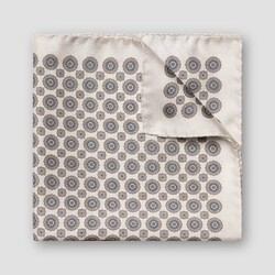 Eton Silk Medallion Pattern Pocket Square Off White