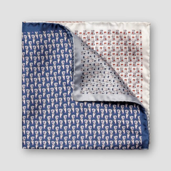 Eton Silk Multi Sided Playing Card Motif Pocket Square Blue-Multi