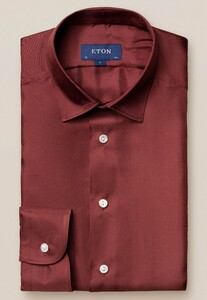 Eton Silk Twill Uni Overhemd Donker Rood