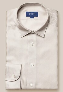 Eton Silk Twill Uni Pointed Collar Mother of Pearl Buttons Overhemd Licht Grijs