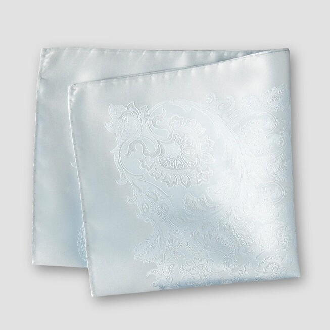 Eton Silk Woven Paisley Pocket Square Light Blue