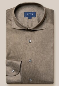 Eton Single Jersey Knit Extra Long Staple Two-Ply Cotton Overhemd Bruin