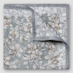 Eton Sligh Irregular Texture Linnen Floral Pattern Pochet Licht Blauw