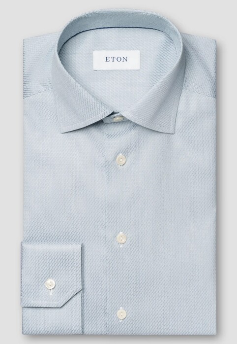 Eton Slim Allover Dobby Texture Pattern Overhemd Licht Blauw