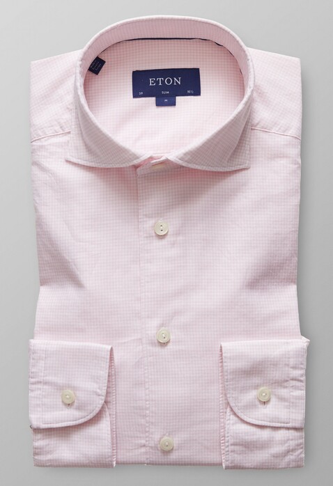Eton Slim Check Fine Twill Shirt Pink