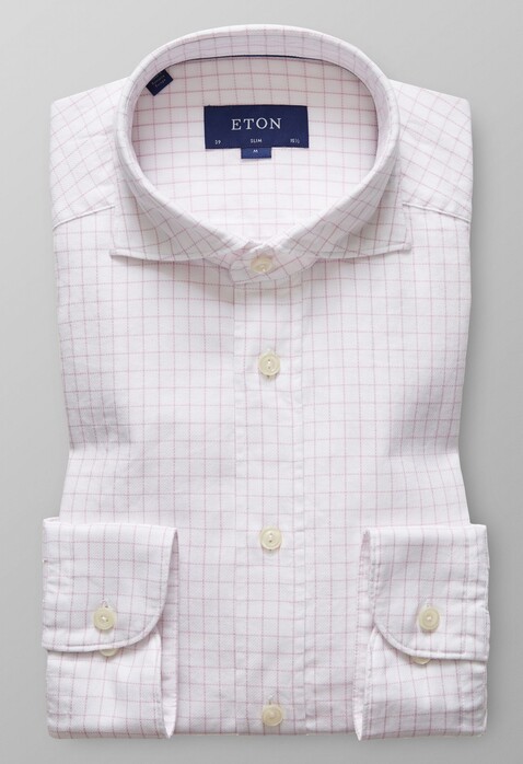 Eton Slim Check Royal Oxford Shirt Pink
