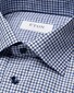 Eton Slim Cutaway Fine Twill Cotton Duo Color Check Overhemd Donker Blauw