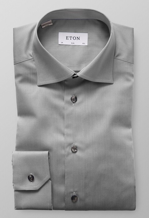 Eton Slim Cutaway Signature Twill Overhemd Midden Grijs