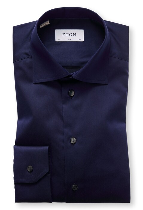 Eton Slim Cutaway Signature Twill Overhemd Navy