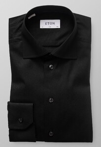 Eton Slim Cutaway Signature Twill Overhemd Zwart