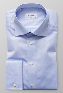 Eton Slim Dubbele Manchet Cutaway Overhemd Licht Blauw