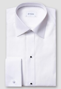 Eton Slim Evening Piqué French Cuffs Extra Long Staple Cotton Shirt White