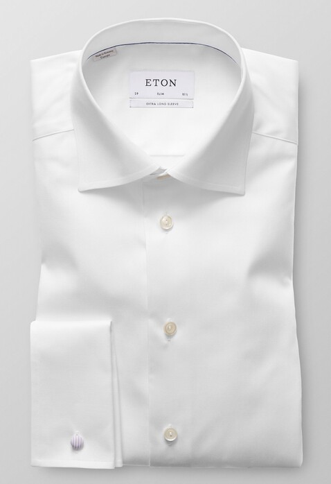Eton Slim Extra Long Sleeve Dubbele Manchet Overhemd Wit