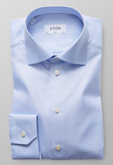 Eton Slim Fit Textured Twill Shirt Licht Blue Melange