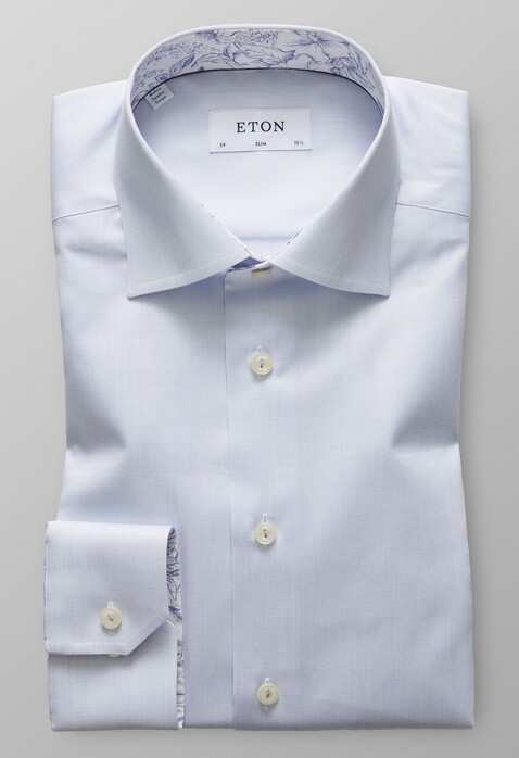 Eton Slim Floral Detail Shirt Light Blue