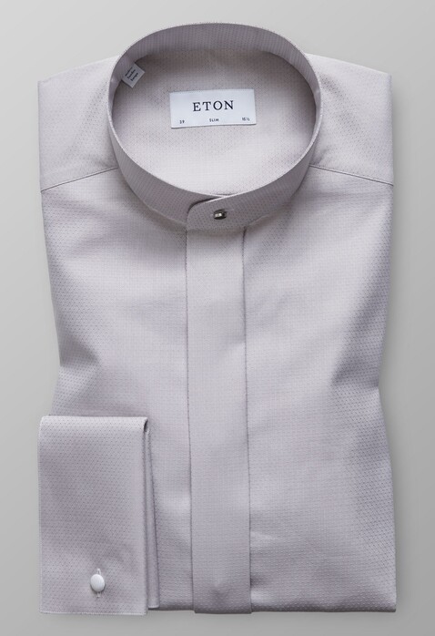 Eton Slim French Cuff Band Collar Overhemd Grijs
