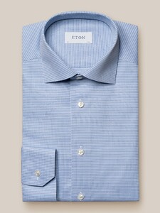 Eton Slim Geometric Print Fine Piqué Overhemd Licht Blauw