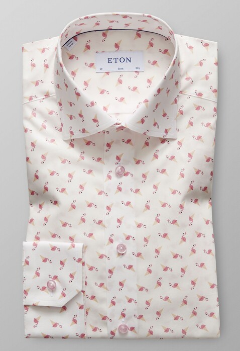 Eton Slim Ice Cream Flamingo Shirt Warm Pink