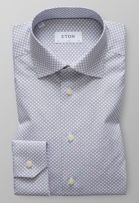 Eton Slim Micro Floral Overhemd Navy