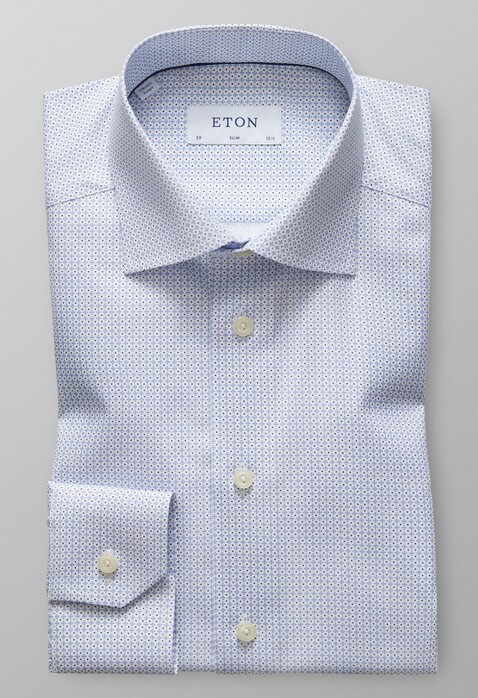 Eton Slim Micro Pattern Cutaway Shirt Deep Blue Melange