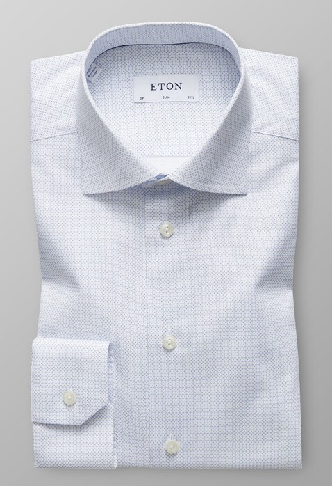 Eton Slim Micro Pattern Shirt Light Blue