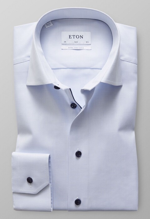 Eton Slim Mouwlengte 7 Royal Oxford Shirt Light Blue