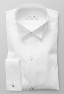 Eton Slim Piqué White Tie Overhemd Wit