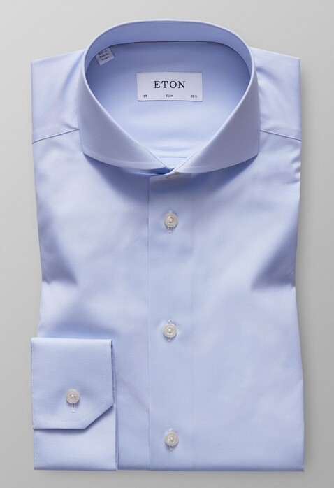 Eton Slim Plain Poplin Shirt Light Blue