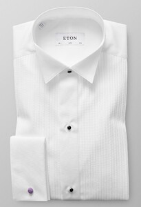 Eton Slim Plissé Wing Collar Overhemd Wit