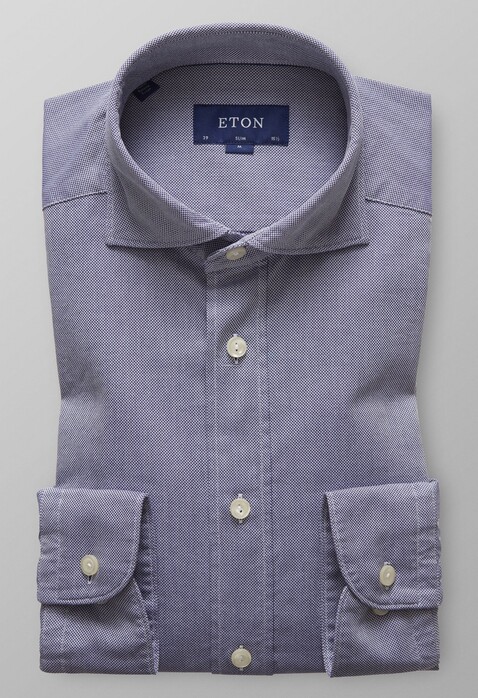 Eton Slim Royal Oxford Extreme Cutaway Shirt Dark Navy