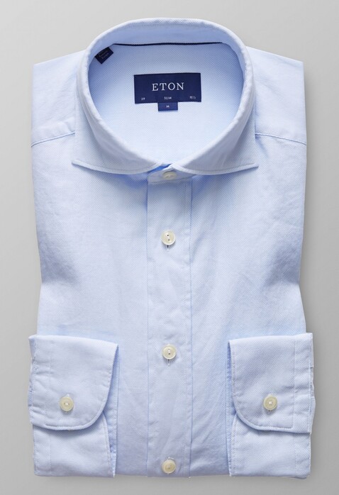 Eton Slim Royal Oxford Extreme Cutaway Shirt Light Blue