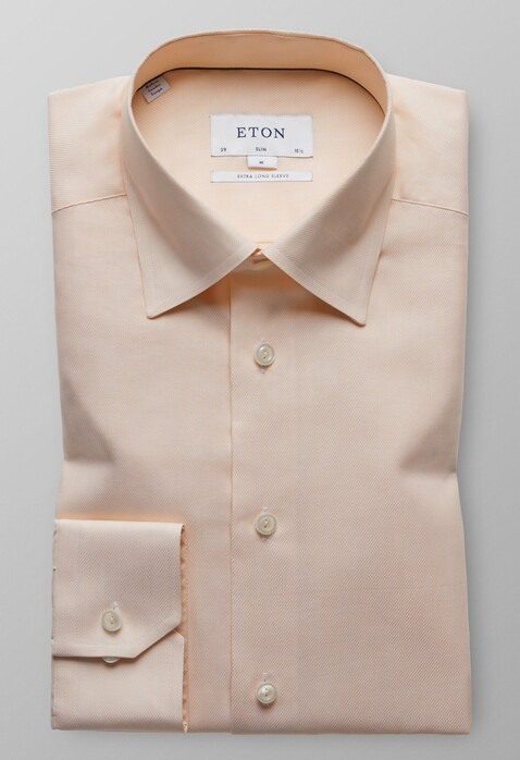 Eton Slim Sleeve 7 Royal Dobby Shirt Light Orange Melange