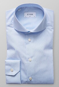 Eton Slim Striped Poplin Shirt Overhemd Pastel Blauw