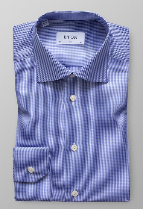 Eton Slim Textured Twill Overhemd Donker Blauw