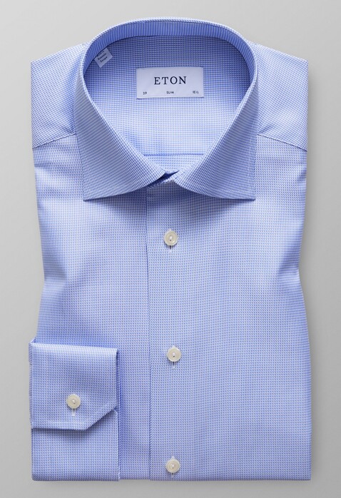 Eton Slim Textured Twill Overhemd Pastel Blauw