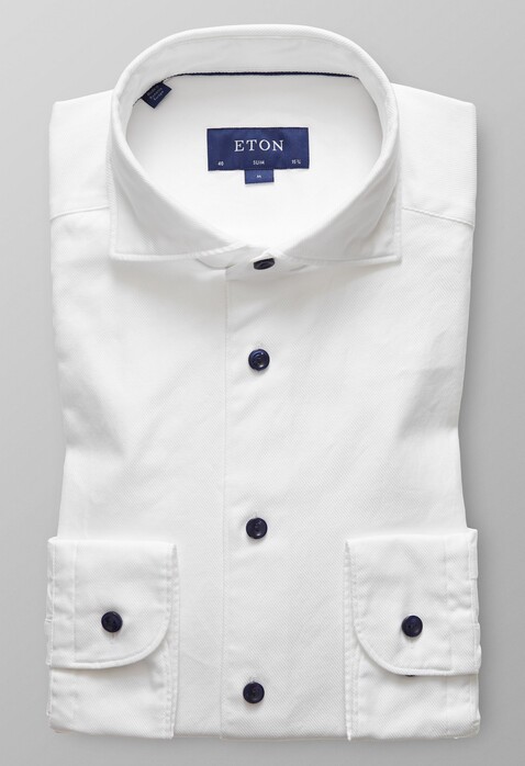 Eton Slim Textured Twill Overhemd Wit