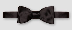 Eton Slim Uni Color Satin Weave Silk Ready Tied Bow Tie Black