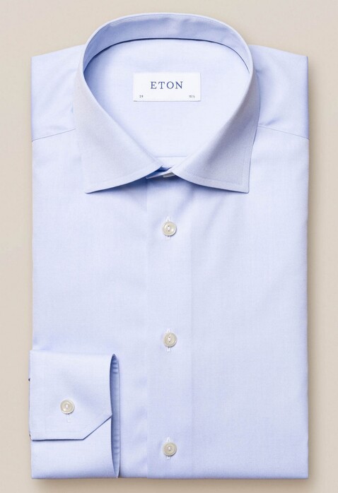 Eton Slim Uni Poplin Overhemd Licht Blauw Melange