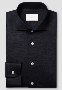 Eton Soft Merino Tencel Natural Stretch Mother of Pearl Buttons Overhemd Dark Navy
