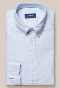 Eton Soft Royal Oxford Button Down Overhemd Licht Blauw