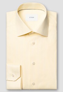 Eton Soft Touch Cotton Tencel Bengal Stripe Overhemd Geel