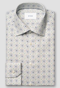 Eton Soft Touch Cotton Tencel Medallion Motif Overhemd Lichtblauw-Multi