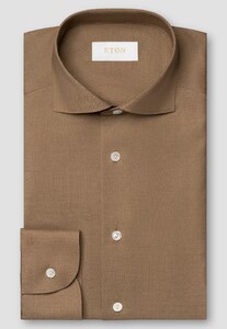 Eton Soft Touch Luxury Fine Merino Cashmere Overhemd Bruin