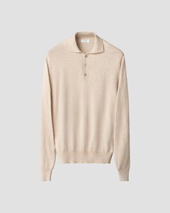 Eton Soft Touch Natural Stretch Fine Knit Cotton Cashmere Trui Beige