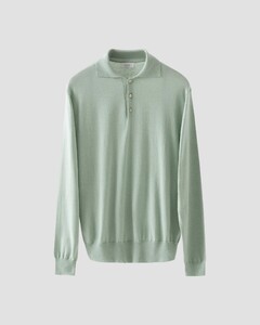 Eton Soft Touch Natural Stretch Fine Knit Cotton Cashmere Trui Licht Groen
