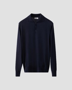 Eton Soft Touch Natural Stretch Fine Knit Cotton Cashmere Trui Navy