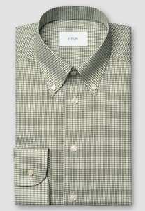 Eton Soft Touch Organic Cotton Signature Oxford Check Shirt Green