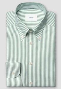 Eton Soft Touch Signature Oxford Organic Cotton Stripe Overhemd Groen