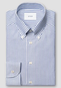 Eton Soft Touch Signature Oxford Organic Cotton Stripe Shirt Blue