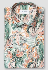 Eton Soft Touch Signature Twill Luxury Fantasy Floral Pattern Overhemd Groen-Multi